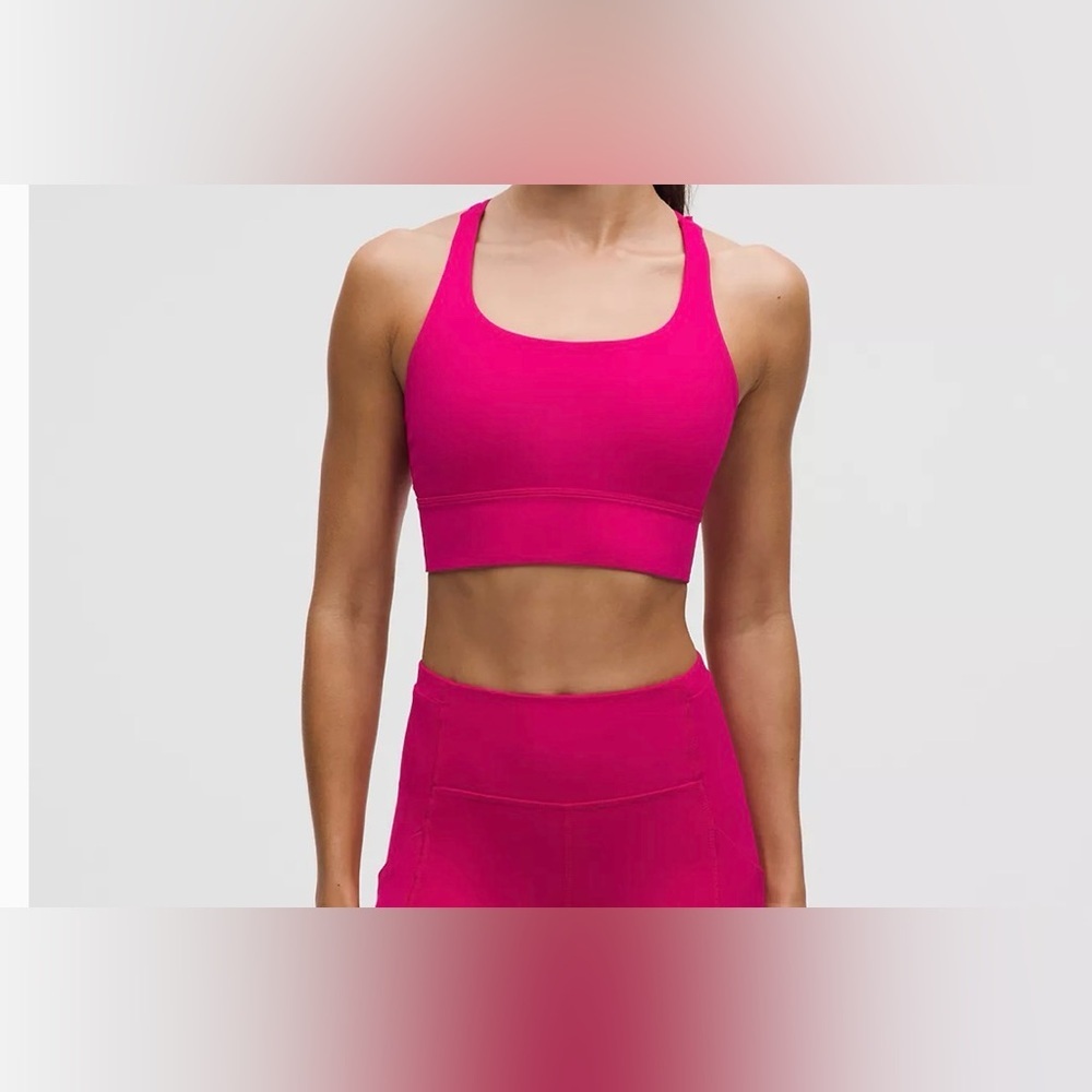 Lululemon Energy Longline Bra Medium Support Calypso Pink Women's Size 4